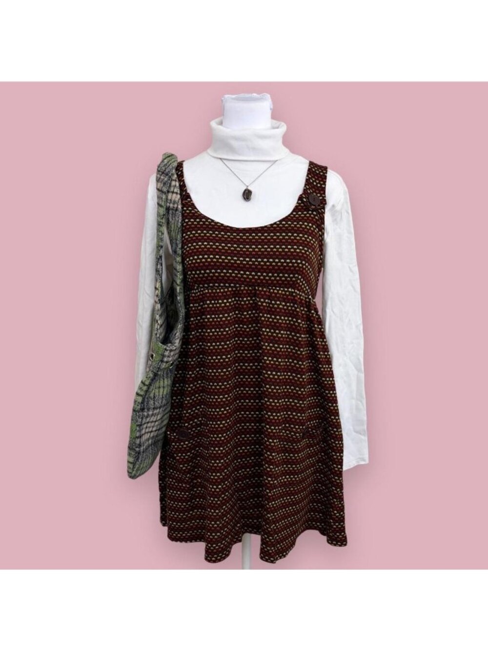 y2k striped heart print twee jumper dress